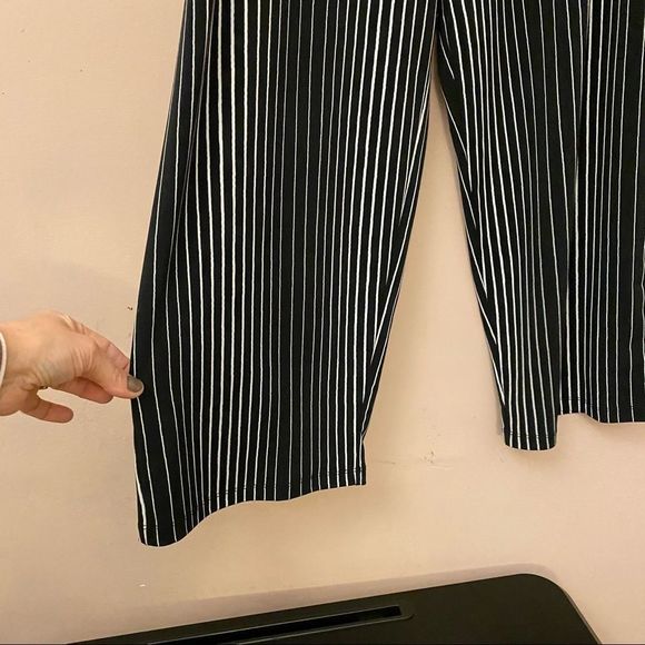 vtg wide leg•high waist striped patterned trousers pants stretch capri slacks - Picture 4 of 6